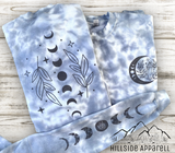 Moon Phase Crystal Floral Tye Dye Hoodie/Tee/Tank