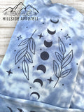 Moon Phase Crystal Floral Tye Dye Hoodie/Tee/Tank