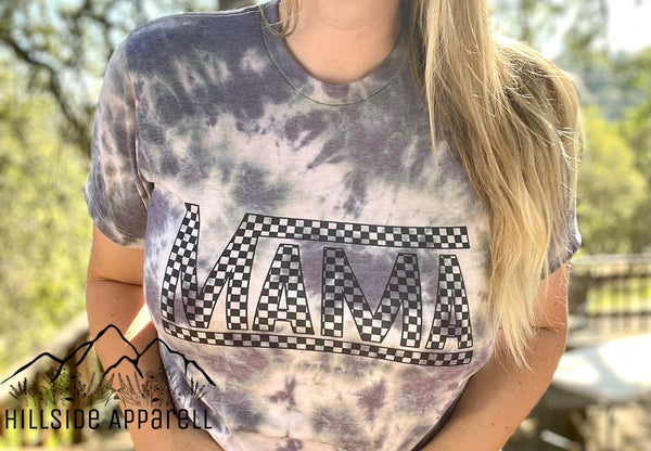 Checkered Mama Tye Dye Hoodie/Tee/Tank