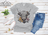 Highland Cow Floral Tee