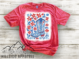 Floral Cowboy Boot Bleach Tee