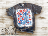 Floral Cowboy Boot Bleach Tee