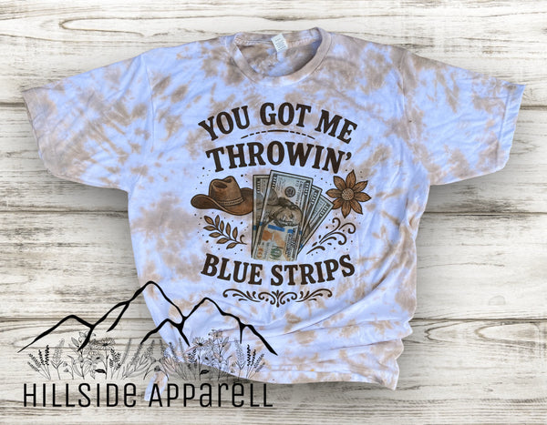 You Got Me Throwin Blue Strips Tye Dye Hoodie/Tee/Tank
