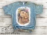 Golden Retriever Floral Bleach Tee