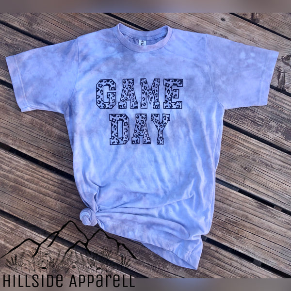 Game Day Cheetah Gray Tye Dye Tee