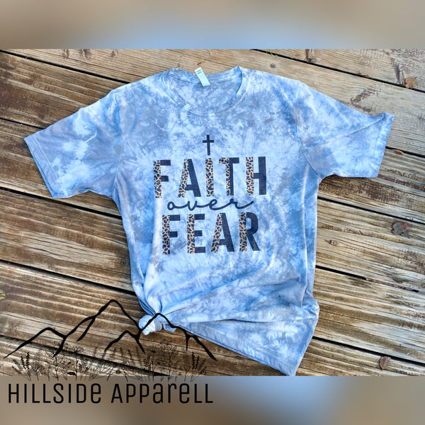 Faith Over Fear Gray Tye Dye Tee