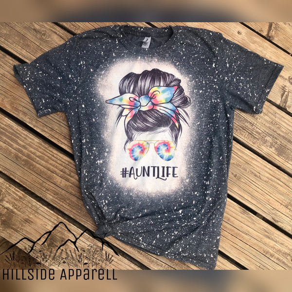 Aunt Life Splatter Bleach Tee