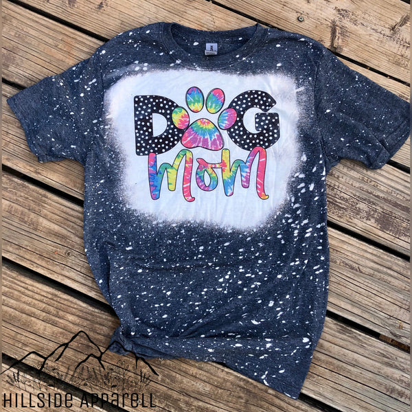 Dog Mom Polka Tye Dye Bleach Tee