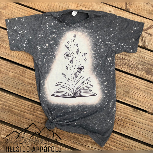 Open Book Floral Bleach Tee