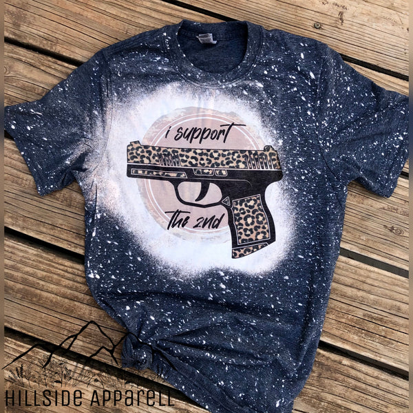 Support The 2nd Cheetah Handgun Bleach Tee