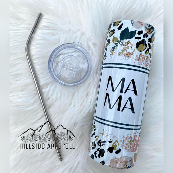 Mama Floral Leopard Cheetah Tumbler