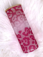 Pink Cheetah Frosted Glass Tumbler