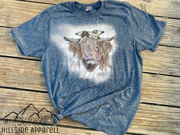 Highland Cow, Cow Hide Bleach Tee