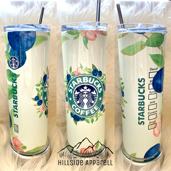 Spring Coffee Starbs Blueberries Tumbler