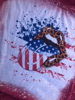 Cheetah Lips, American Flag Tongue Bleach Tee