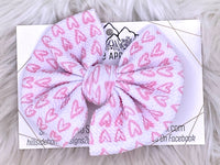 Pink & White Hearts Hair Bow