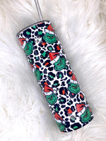 Green Christmas Cheetah Tumbler