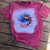 Cheetah Lips, American Flag Tongue Bleach Tee