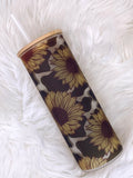 Cowhide Sunflower Frosted Glass Tumbler