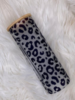 Coffee Cheetah Frosted Glass Tumbler