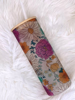 Floral Frosted Glass Tumbler