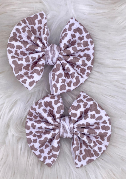 Brown Cow Print Hair Bow