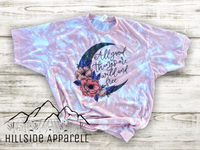 All Good Things Are Wild And Free Floral Moon Pink Bleach Tee