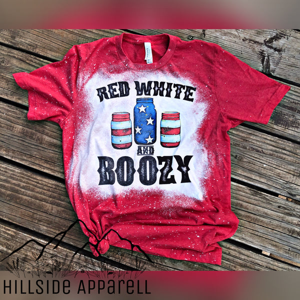 Red White & Boozy Splatter Bleach Tee