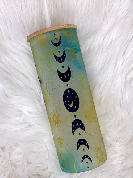 Moon And Crystal Frosted Glass Tumbler