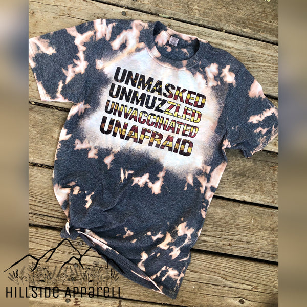 Unmasked, Unafraid Splatter Bleach Tee