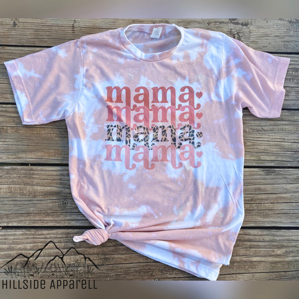 Mama Boho Cheetah Hearts Pink Bleach Tee