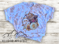 Highland Cow Sunflower Daisy Tye Dye Hoodie/Tee/Tank