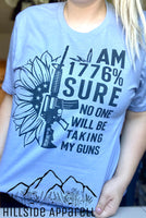 1776% Sure No One Will Be Taking My Guns Floral Blue Tee