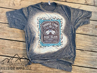 Johnny Cash Teal Cheetah Bleach Tee