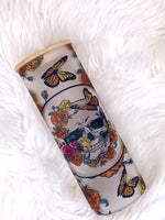 Skulls & Butterflies Frosted Glass Tumbler