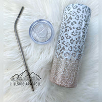 Blush Pink Glitter Leopard Cheetah Tumbler