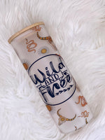 Wild & Free Western Bull Frosted Glass Tumbler