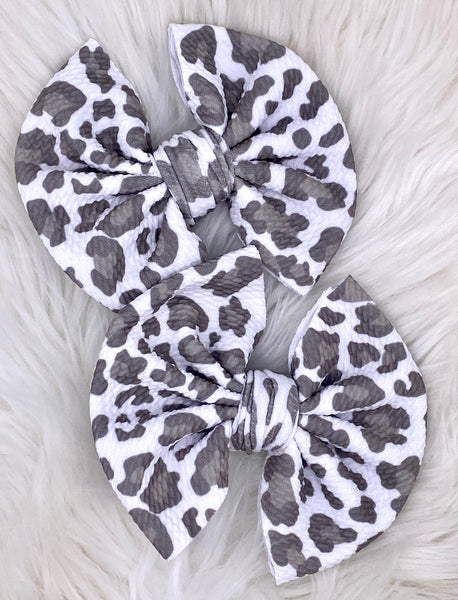 Gray Cheetah Print Hair Bow