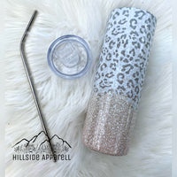 Blush Pink Glitter Leopard Cheetah Tumbler