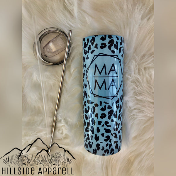 Blue Cheetah Mama Tumbler