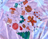 Boho Christmas Pink Bleach Tee