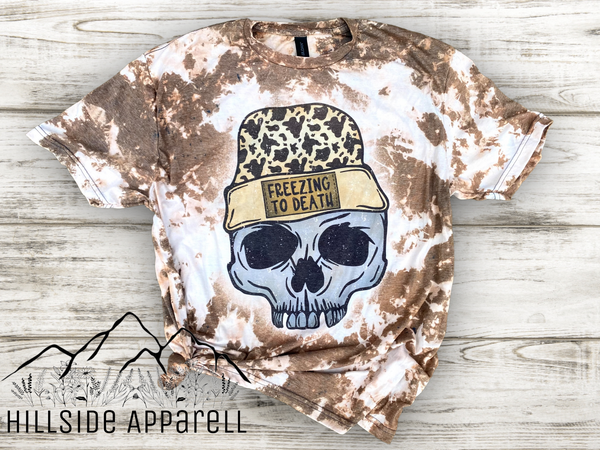 Freezing To Death Skull Beanie Bleach Tee