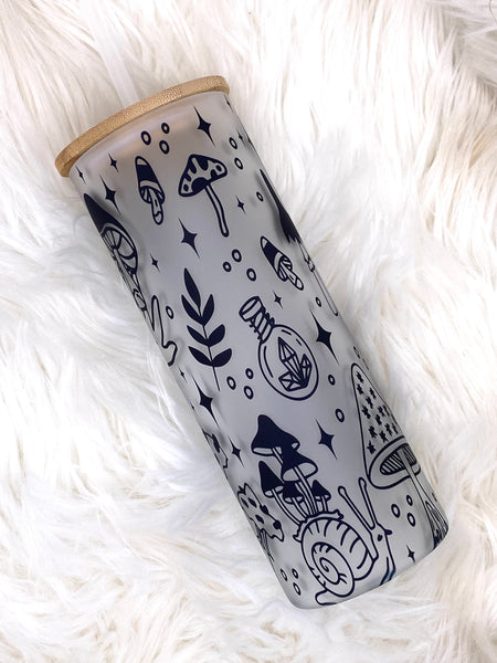 Mushroom Moon Frosted Glass Tumbler