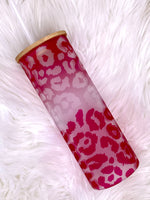 Pink Cheetah Frosted Glass Tumbler