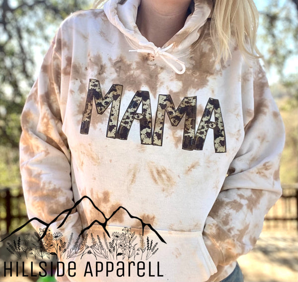 Cow Print Mama Tye Dye Tee, Cow Hide