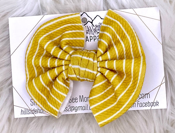 Mustard Stripes Hair Bow