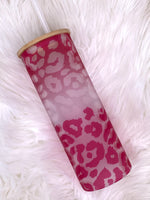 Pink Cheetah Frosted Glass Tumbler