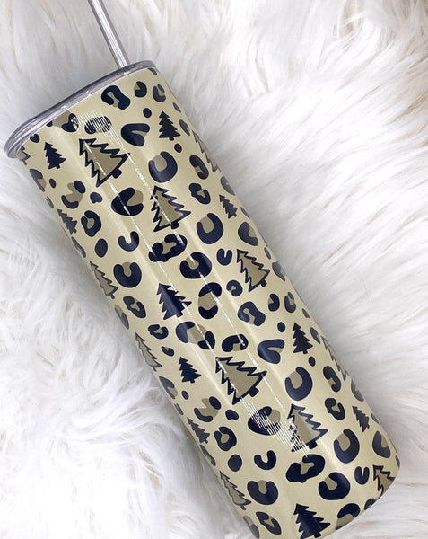 Christmas Cheetah Tree Tumbler