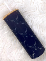 Black Bull Skull Frosted Glass Tumbler