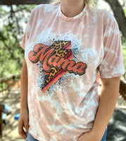 Mama Lightning Bolt Pink Bleach Tee